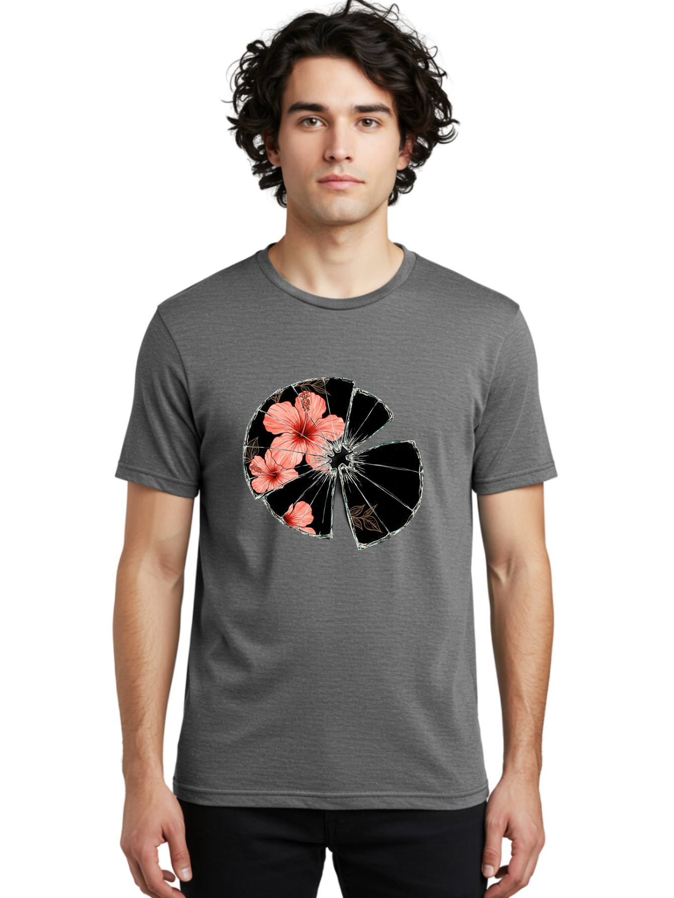 Shattered-Hibiscus Men'S Graphic Tee, 100% Cotton, Comfortable Casual Summer Wear, Machine Washable, Vintage Camera, Old Camera, Antique Camera, Black Camera, Classic Photography, Photography Equipment, Nostalgic Device, Film Camera, Bal297