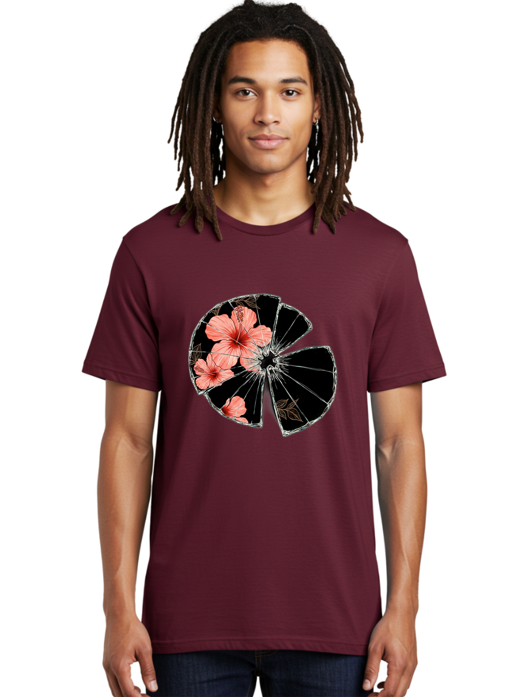 Shattered-Hibiscus Men'S Graphic Tee, 100% Cotton, Comfortable Casual Summer Wear, Machine Washable, Vintage Camera, Old Camera, Antique Camera, Black Camera, Classic Photography, Photography Equipment, Nostalgic Device, Film Camera, Bal297