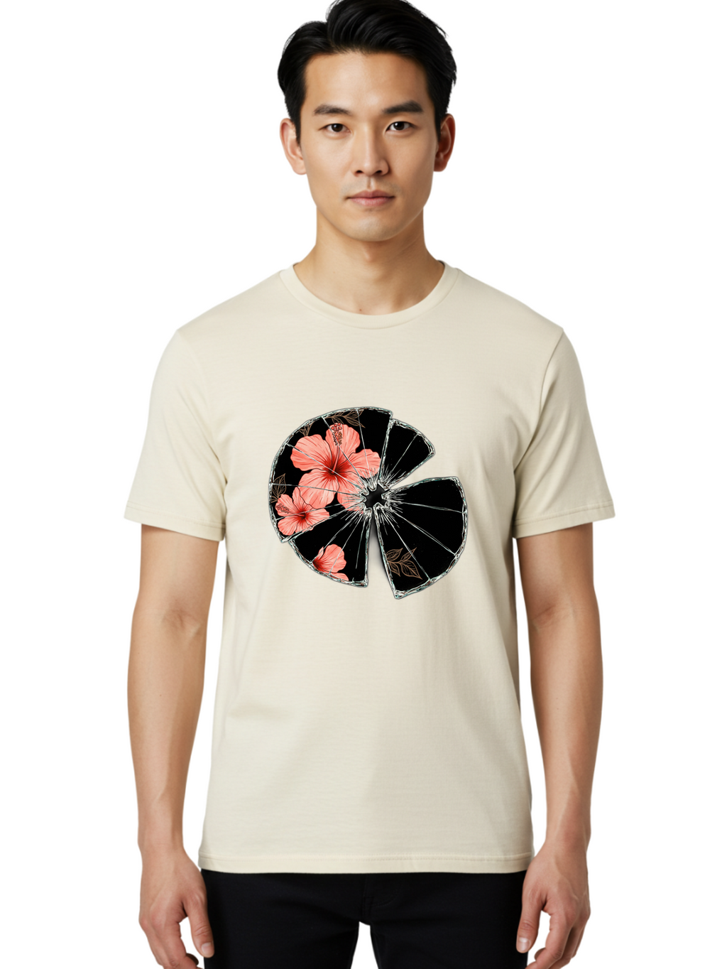 Shattered-Hibiscus Men'S Graphic Tee, 100% Cotton, Comfortable Casual Summer Wear, Machine Washable, Vintage Camera, Old Camera, Antique Camera, Black Camera, Classic Photography, Photography Equipment, Nostalgic Device, Film Camera, Bal297