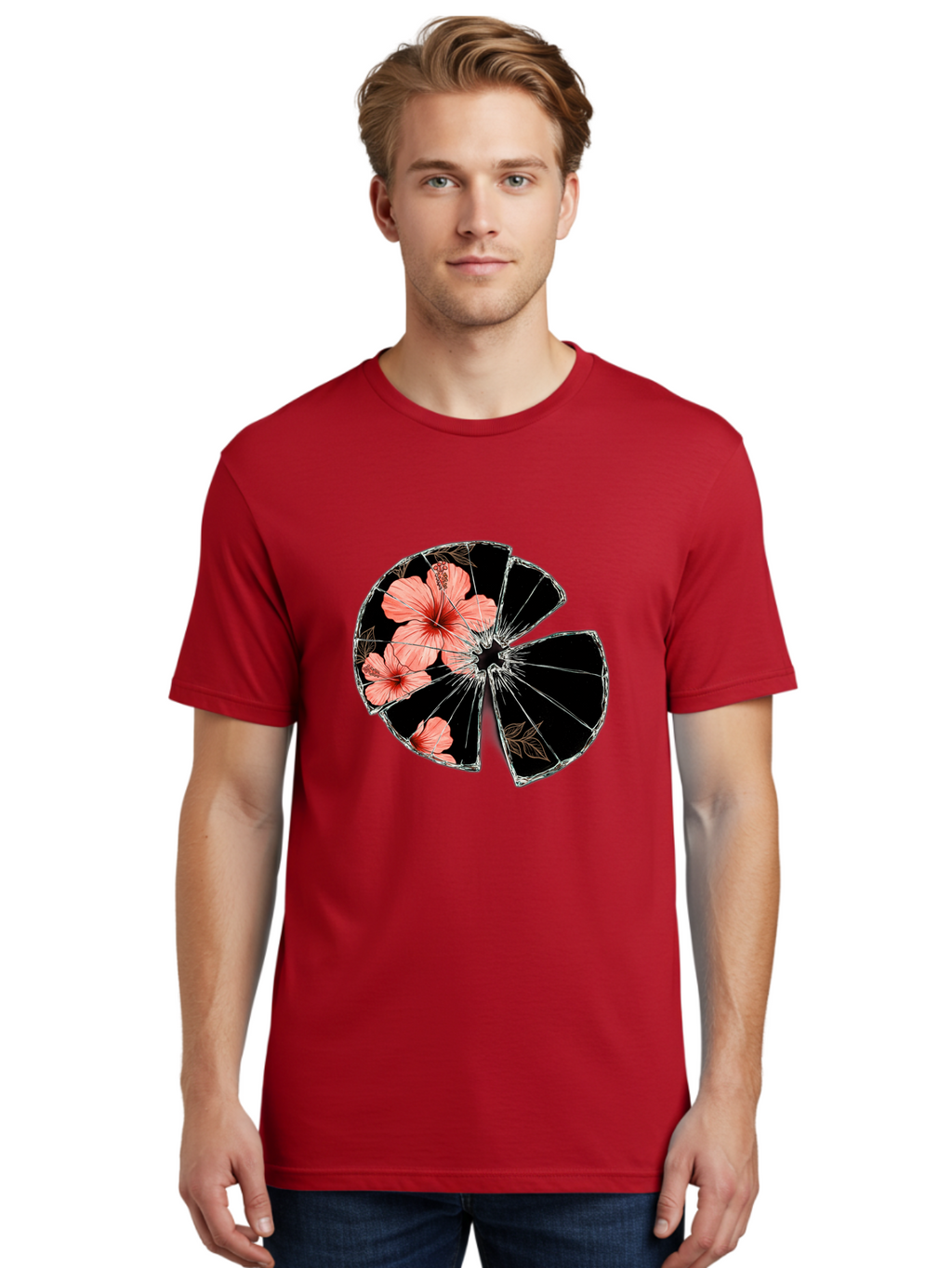 Shattered-Hibiscus Men'S Graphic Tee, 100% Cotton, Comfortable Casual Summer Wear, Machine Washable, Vintage Camera, Old Camera, Antique Camera, Black Camera, Classic Photography, Photography Equipment, Nostalgic Device, Film Camera, Bal297