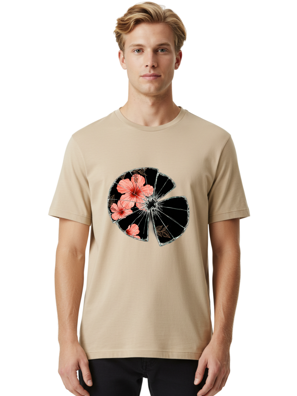 Shattered-Hibiscus Men'S Graphic Tee, 100% Cotton, Comfortable Casual Summer Wear, Machine Washable, Vintage Camera, Old Camera, Antique Camera, Black Camera, Classic Photography, Photography Equipment, Nostalgic Device, Film Camera, Bal297