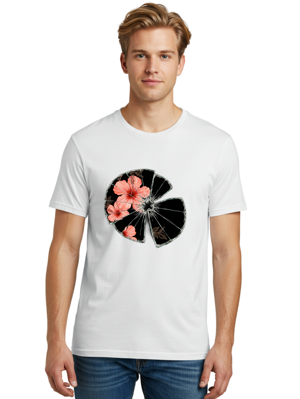 Shattered-Hibiscus Men'S Graphic Tee, 100% Cotton, Comfortable Casual Summer Wear, Machine Washable, Vintage Camera, Old Camera, Antique Camera, Black Camera, Classic Photography, Photography Equipment, Nostalgic Device, Film Camera, Bal297