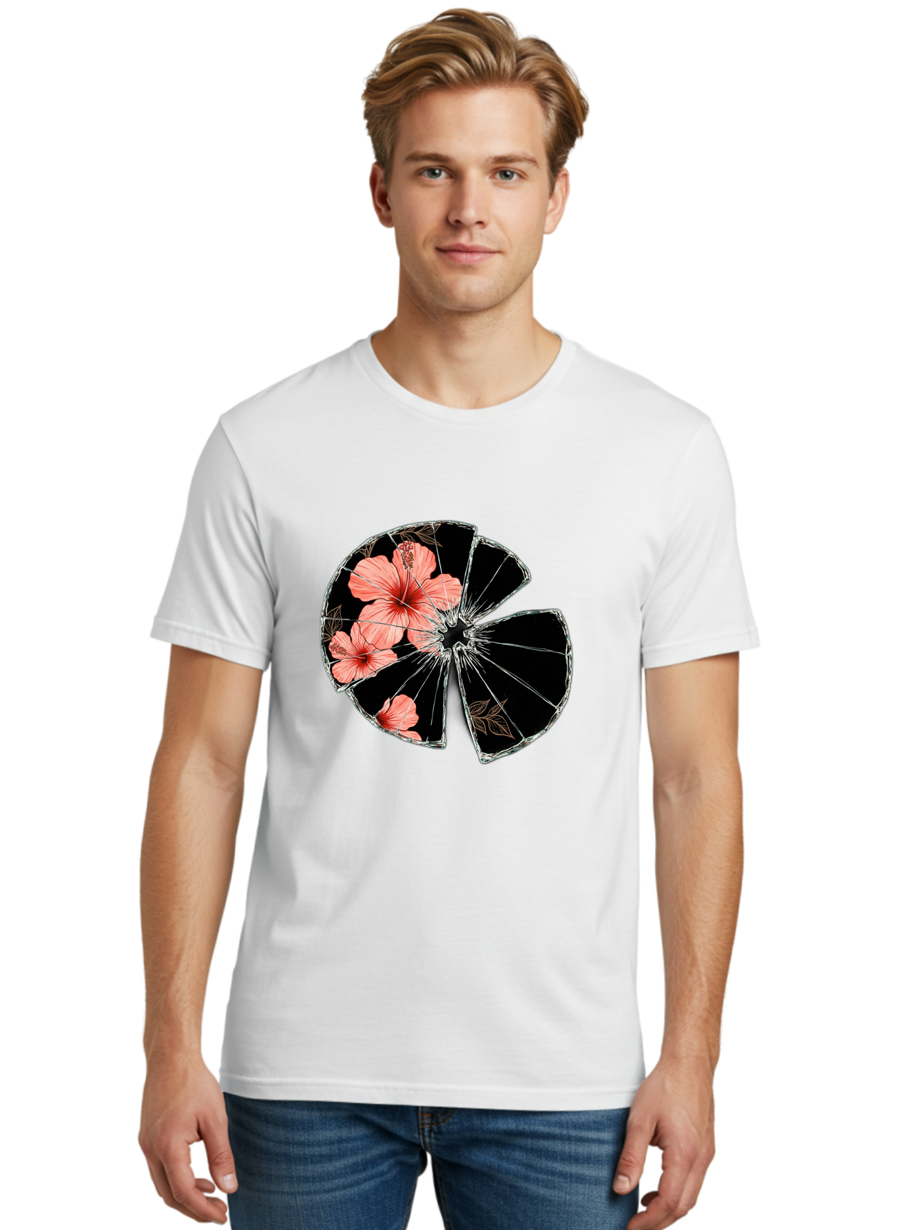 Shattered-Hibiscus Men'S Graphic Tee, 100% Cotton, Comfortable Casual Summer Wear, Machine Washable, Vintage Camera, Old Camera, Antique Camera, Black Camera, Classic Photography, Photography Equipment, Nostalgic Device, Film Camera, Bal297