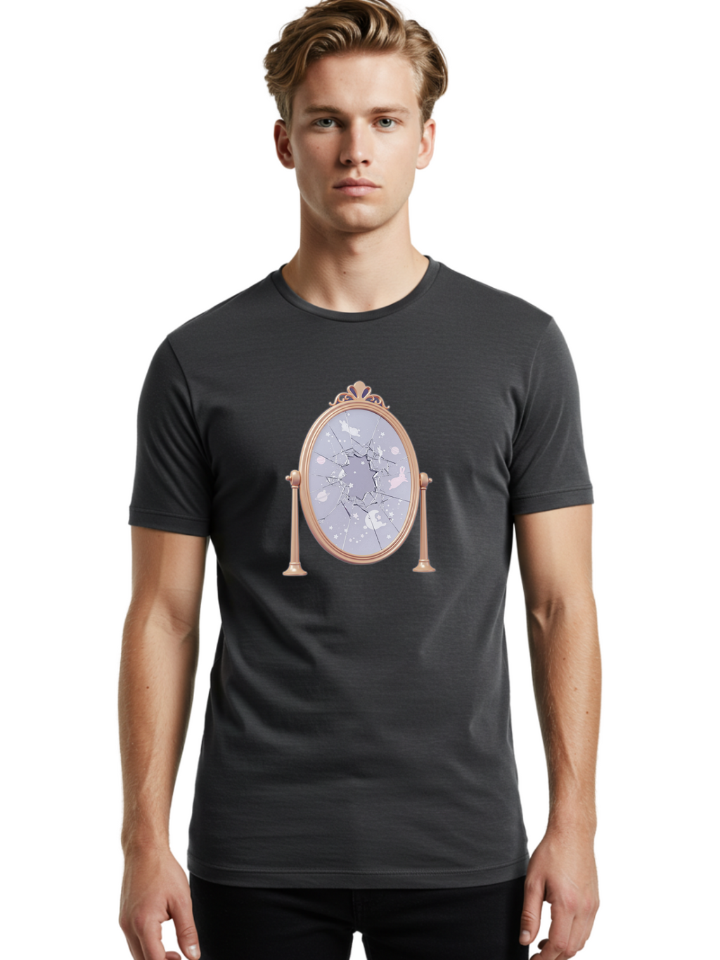 Shattered-Mirror-1 Men'S Graphic Tee, 100% Cotton, Comfortable Casual Summer Wear, Machine Washable, Vintage Camera, Old Camera, Antique Camera, Black Camera, Classic Photography, Photography Equipment, Nostalgic Device, Film Camera, Bal298