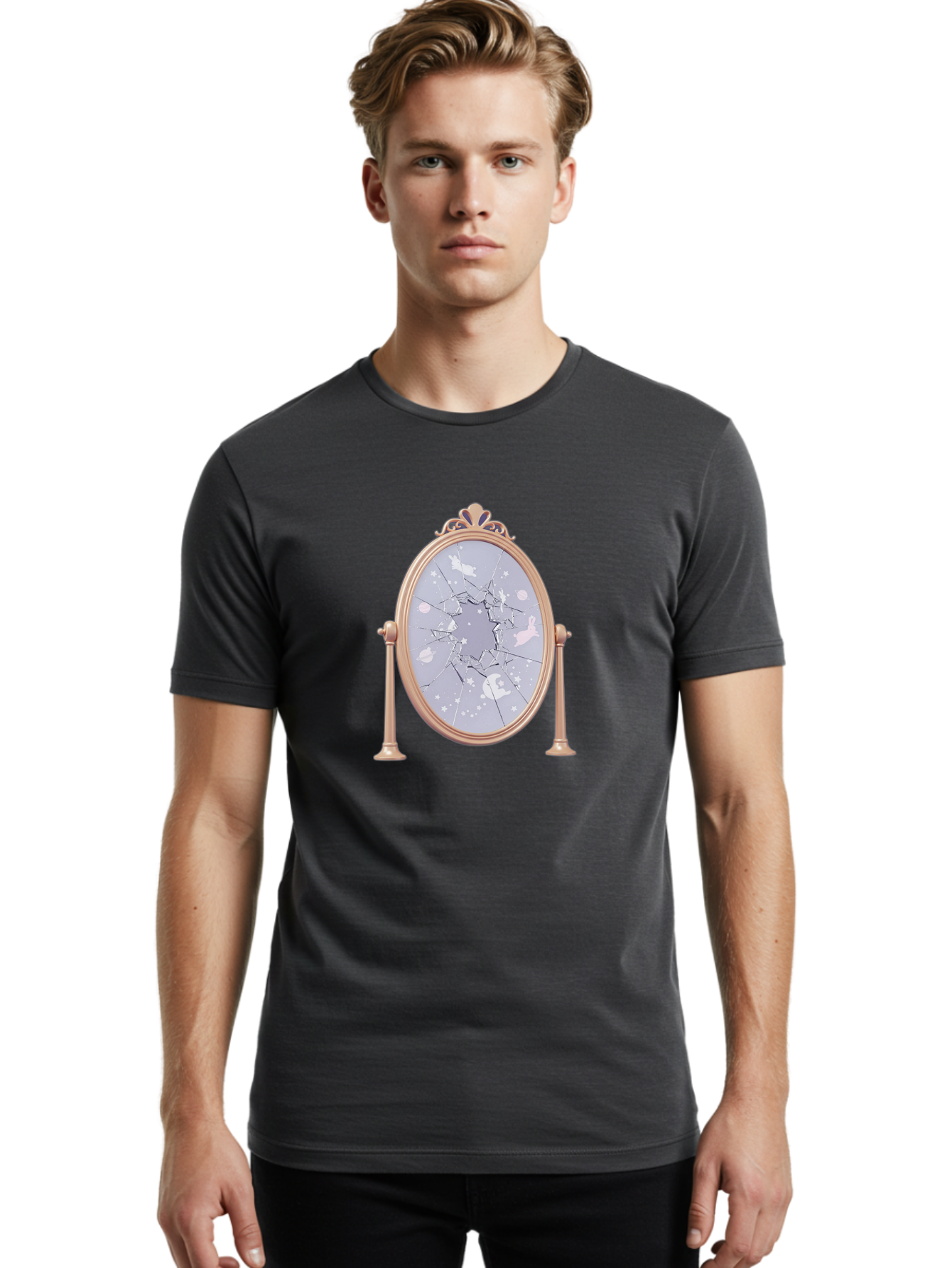 Shattered-Mirror-1 Men'S Graphic Tee, 100% Cotton, Comfortable Casual Summer Wear, Machine Washable, Vintage Camera, Old Camera, Antique Camera, Black Camera, Classic Photography, Photography Equipment, Nostalgic Device, Film Camera, Bal298