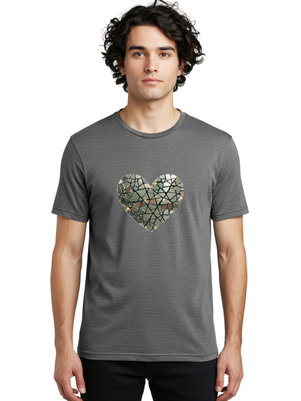 Shattered-Mirror-Heart Men'S Graphic Tee, 100% Cotton, Comfortable Casual Summer Wear, Machine Washable, Vintage Camera, Old Camera, Antique Camera, Black Camera, Classic Photography, Photography Equipment, Nostalgic Device, Film Camera, Bal299