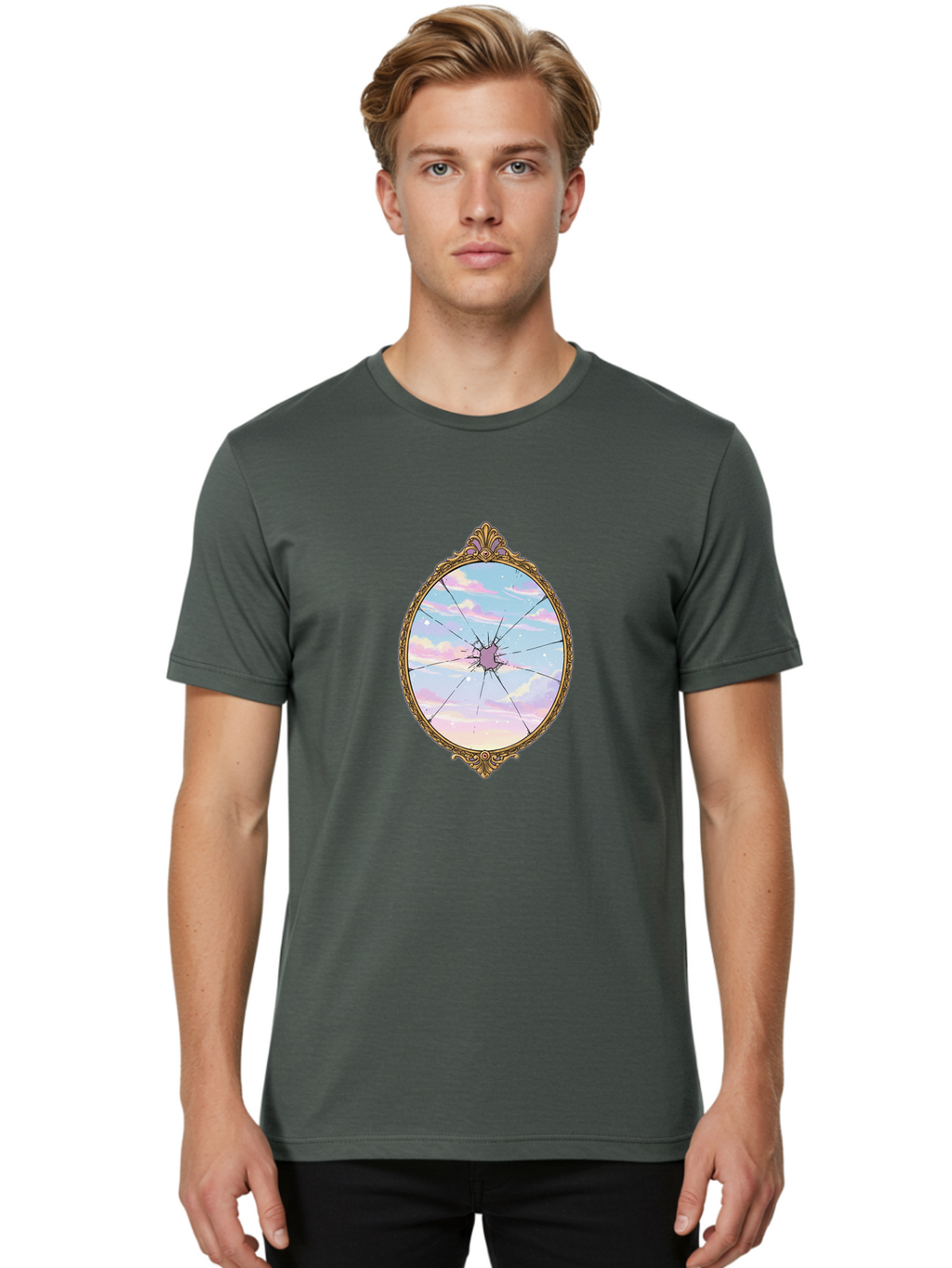 Shattered-Mirror-Sky Men'S Graphic Tee, 100% Cotton, Comfortable Casual Summer Wear, Machine Washable, Vintage Camera, Old Camera, Antique Camera, Black Camera, Classic Photography, Photography Equipment, Nostalgic Device, Film Camera, Bal300