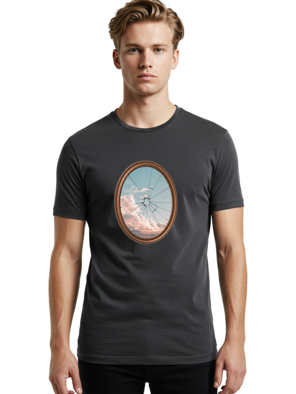 Shattered-Mirror Men'S Graphic Tee, 100% Cotton, Comfortable Casual Summer Wear, Machine Washable, Vintage Camera, Old Camera, Antique Camera, Black Camera, Classic Photography, Photography Equipment, Nostalgic Device, Film Camera, Camera Art Bal301