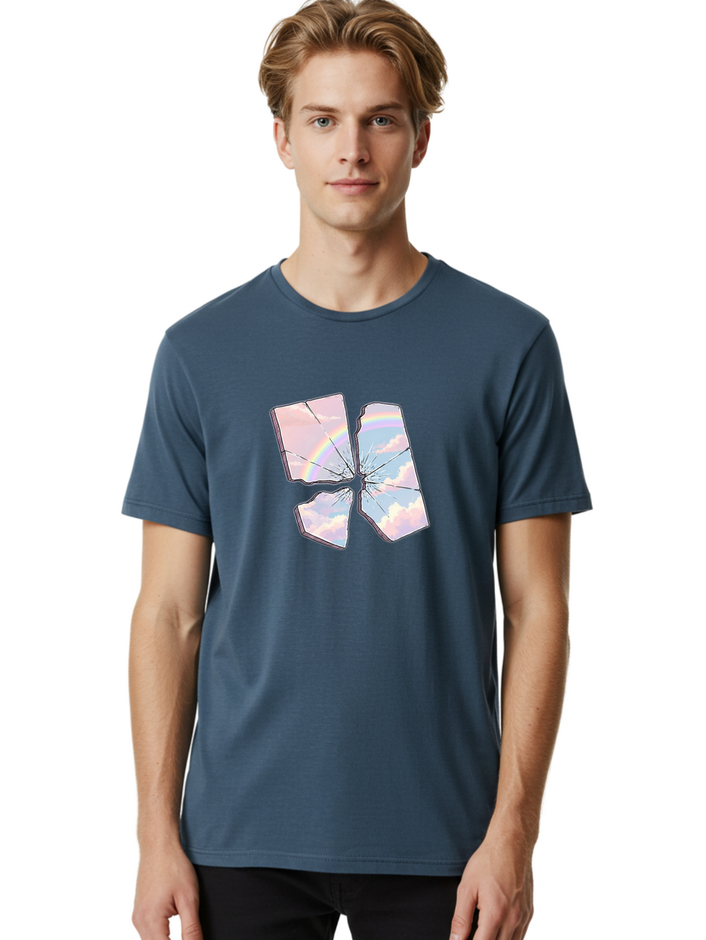 Shattered-Plate-With-Rainbow Men'S Graphic Tee, 100% Cotton, Comfortable Casual Summer Wear, Machine Washable, Vintage Camera, Old Camera, Antique Camera, Black Camera, Classic Photography, Photography Equipment, Nostalgic Device, Film Camera, Bal303