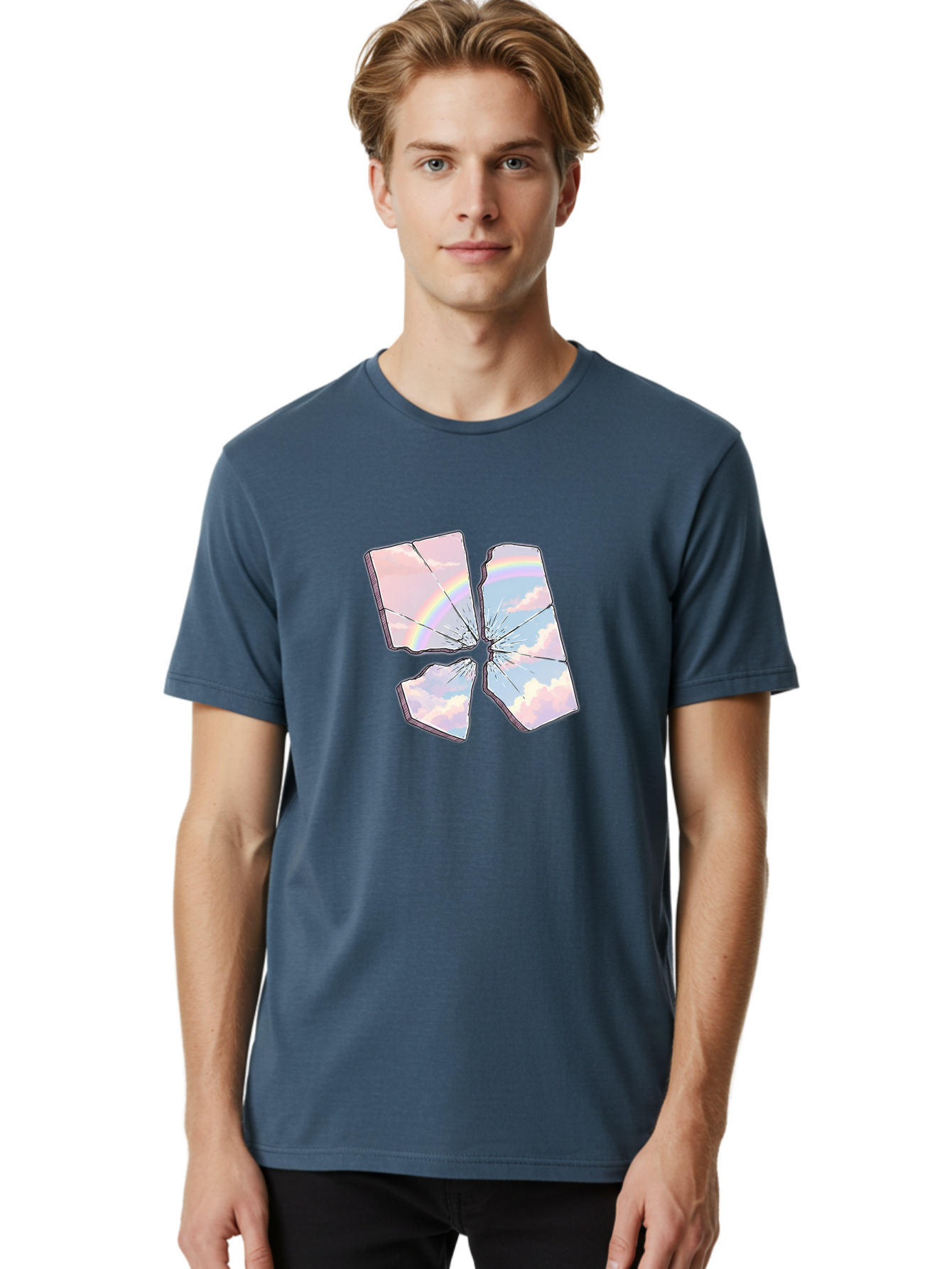 Shattered-Plate-With-Rainbow Men'S Graphic Tee, 100% Cotton, Comfortable Casual Summer Wear, Machine Washable, Vintage Camera, Old Camera, Antique Camera, Black Camera, Classic Photography, Photography Equipment, Nostalgic Device, Film Camera, Bal303