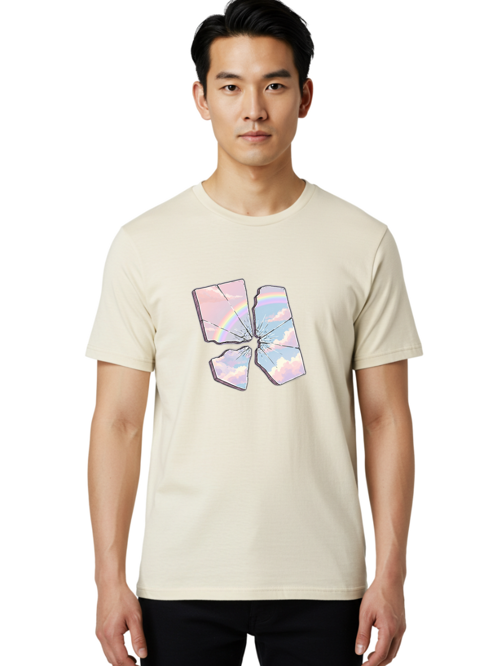 Shattered-Plate-With-Rainbow Men'S Graphic Tee, 100% Cotton, Comfortable Casual Summer Wear, Machine Washable, Vintage Camera, Old Camera, Antique Camera, Black Camera, Classic Photography, Photography Equipment, Nostalgic Device, Film Camera, Bal303