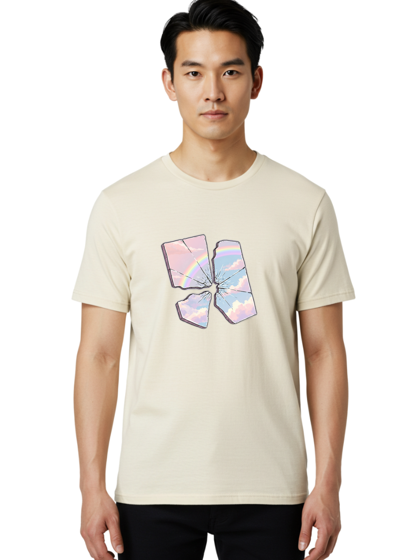 Shattered-Plate-With-Rainbow Men'S Graphic Tee, 100% Cotton, Comfortable Casual Summer Wear, Machine Washable, Vintage Camera, Old Camera, Antique Camera, Black Camera, Classic Photography, Photography Equipment, Nostalgic Device, Film Camera, Bal303