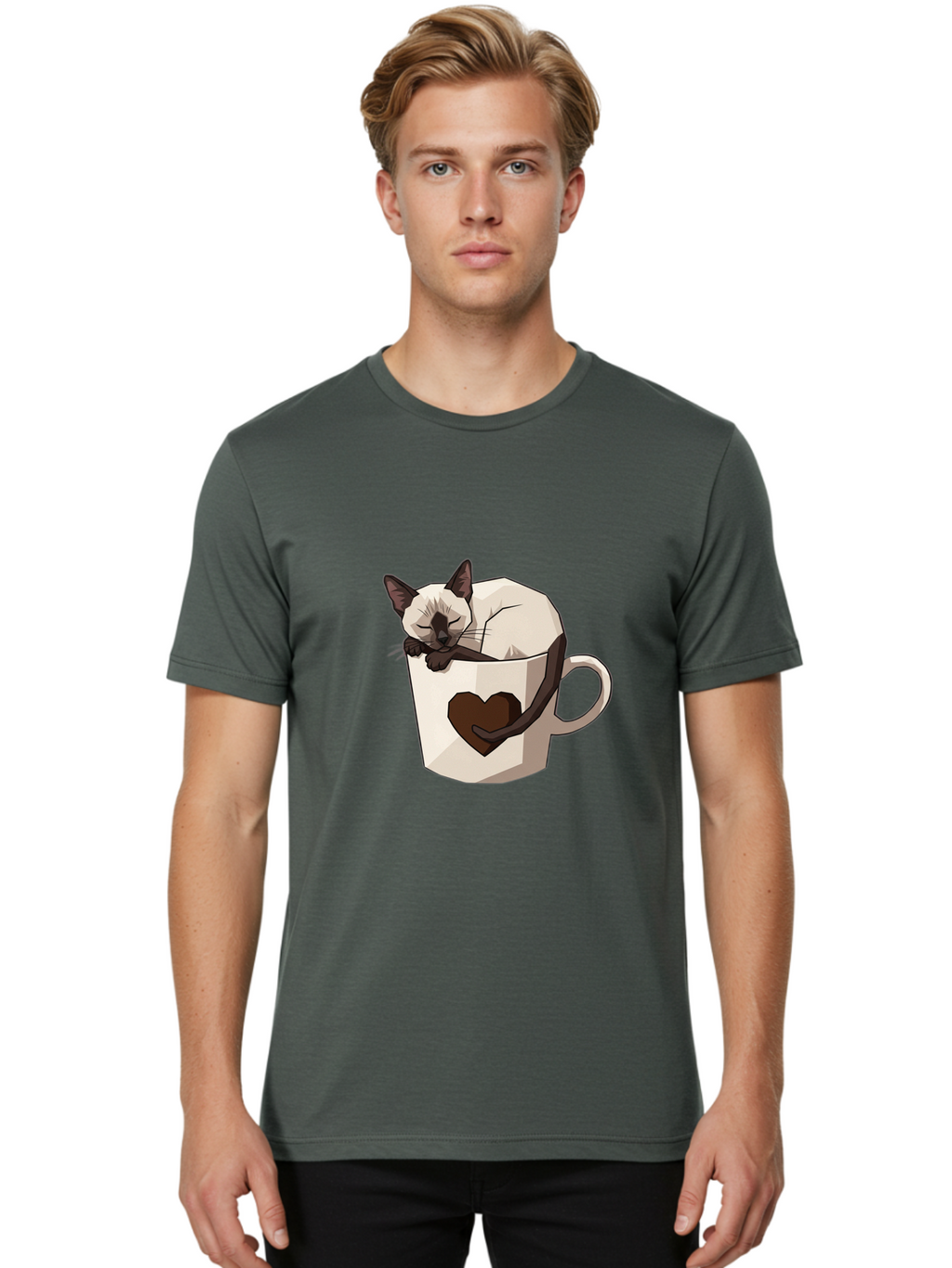 Siamese-Cat-In-Coffee-Cup Men'S Graphic Tee, 100% Cotton, Comfortable Casual Summer Wear, Machine Washable, Vintage Camera, Old Camera, Antique Camera, Black Camera, Classic Photography, Photography Equipment, Nostalgic Device, Film Camera, Bal309
