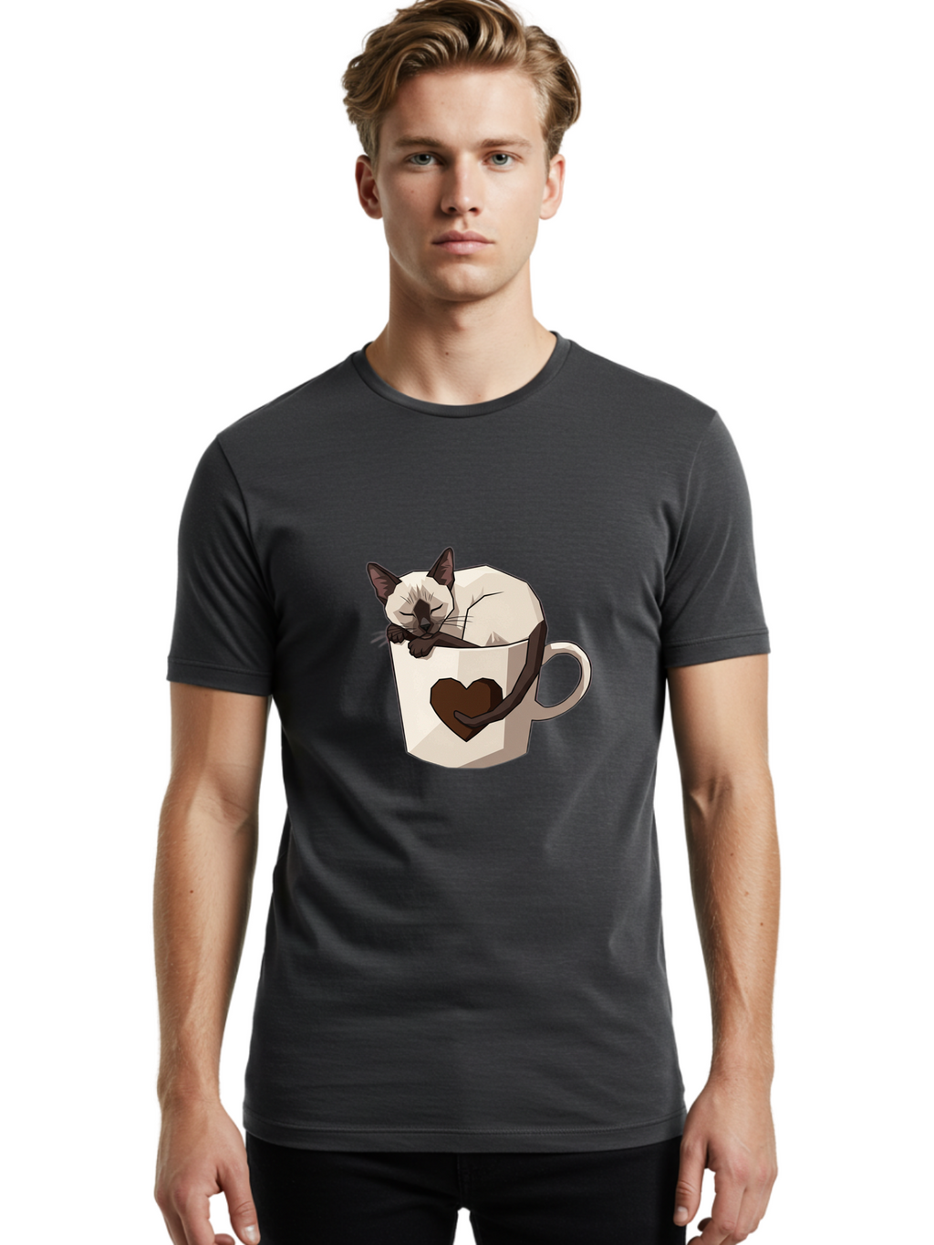 Siamese-Cat-In-Coffee-Cup Men'S Graphic Tee, 100% Cotton, Comfortable Casual Summer Wear, Machine Washable, Vintage Camera, Old Camera, Antique Camera, Black Camera, Classic Photography, Photography Equipment, Nostalgic Device, Film Camera, Bal309