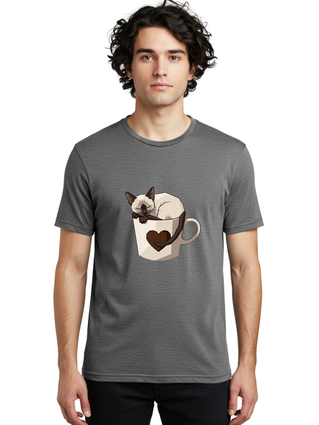Siamese-Cat-In-Coffee-Cup Men'S Graphic Tee, 100% Cotton, Comfortable Casual Summer Wear, Machine Washable, Vintage Camera, Old Camera, Antique Camera, Black Camera, Classic Photography, Photography Equipment, Nostalgic Device, Film Camera, Bal309