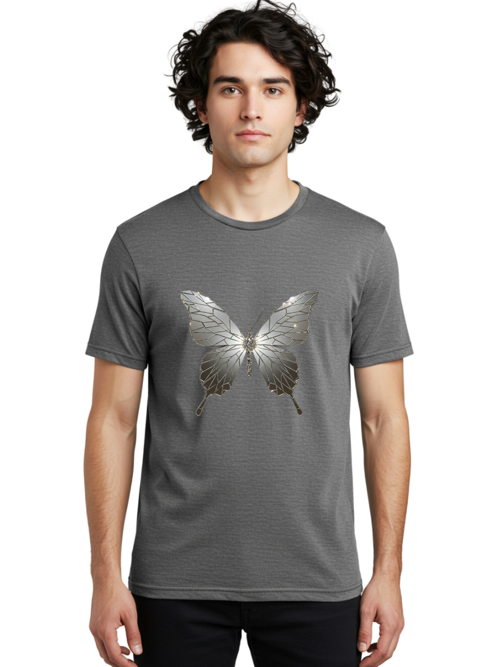 Silver-Butterfly Men'S Graphic Tee, 100% Cotton, Comfortable Casual Summer Wear, Machine Washable, Vintage Camera, Old Camera, Antique Camera, Black Camera, Classic Photography, Photography Equipment, Nostalgic Device, Film Camera, Camera Art Bal310