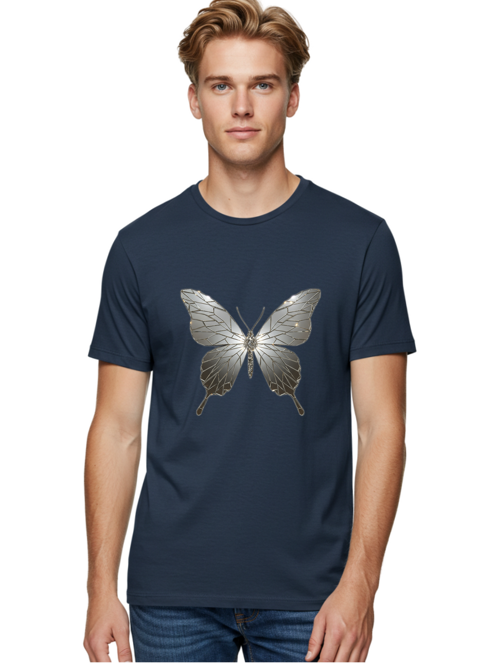 Silver-Butterfly Men'S Graphic Tee, 100% Cotton, Comfortable Casual Summer Wear, Machine Washable, Vintage Camera, Old Camera, Antique Camera, Black Camera, Classic Photography, Photography Equipment, Nostalgic Device, Film Camera, Camera Art Bal310