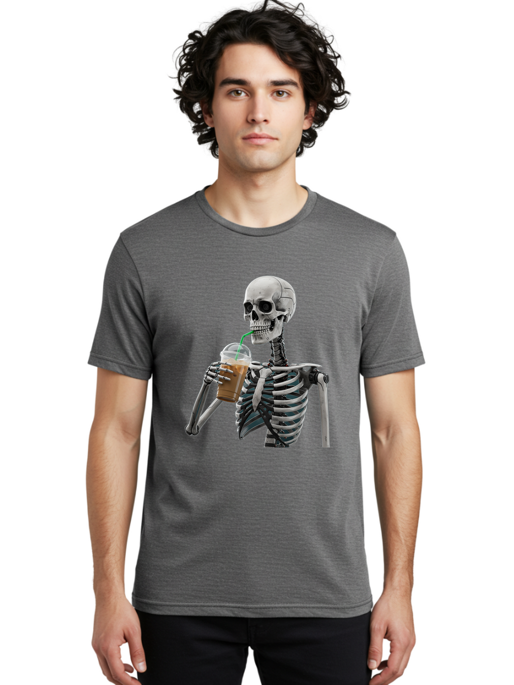 Skeleton-Drinking Men'S Graphic Tee, 100% Cotton, Comfortable Casual Summer Wear, Machine Washable, Vintage Camera, Old Camera, Antique Camera, Black Camera, Classic Photography, Photography Equipment, Nostalgic Device, Film Camera, Camera Art Bal317