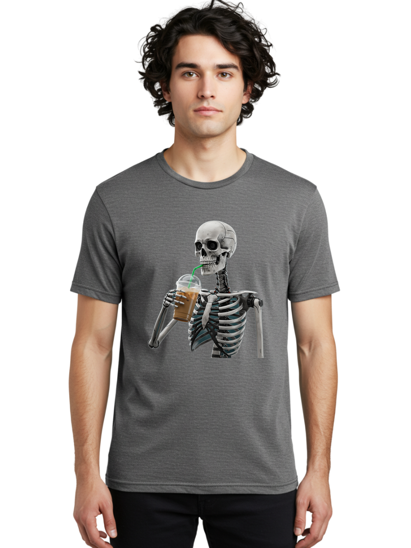 Skeleton-Drinking Men'S Graphic Tee, 100% Cotton, Comfortable Casual Summer Wear, Machine Washable, Vintage Camera, Old Camera, Antique Camera, Black Camera, Classic Photography, Photography Equipment, Nostalgic Device, Film Camera, Camera Art Bal317