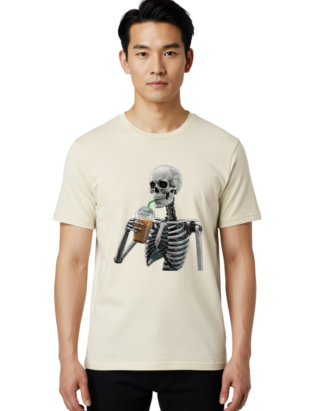 Skeleton-Drinking Men'S Graphic Tee, 100% Cotton, Comfortable Casual Summer Wear, Machine Washable, Vintage Camera, Old Camera, Antique Camera, Black Camera, Classic Photography, Photography Equipment, Nostalgic Device, Film Camera, Camera Art Bal317