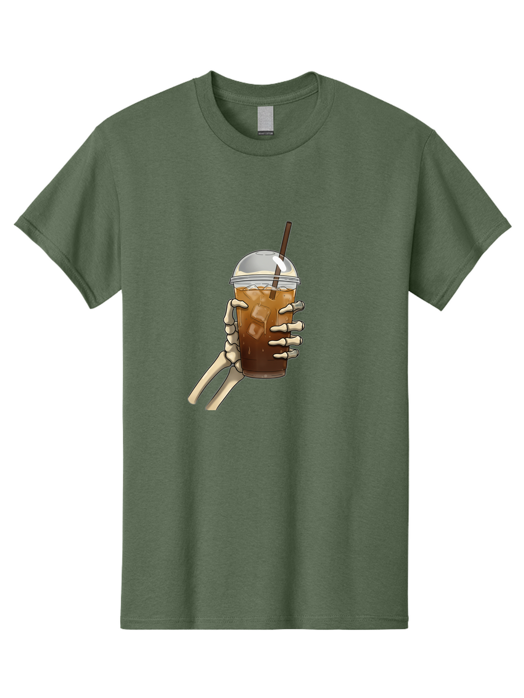 Skeleton-Hand-Holding-Iced-Coffee Men'S Graphic Tee, 100% Cotton, Comfortable Casual Summer Wear, Machine Washable, Vintage Camera, Old Camera, Antique Camera, Black Camera, Classic Photography, Photography Equipment, Nostalgic Device, Bal318