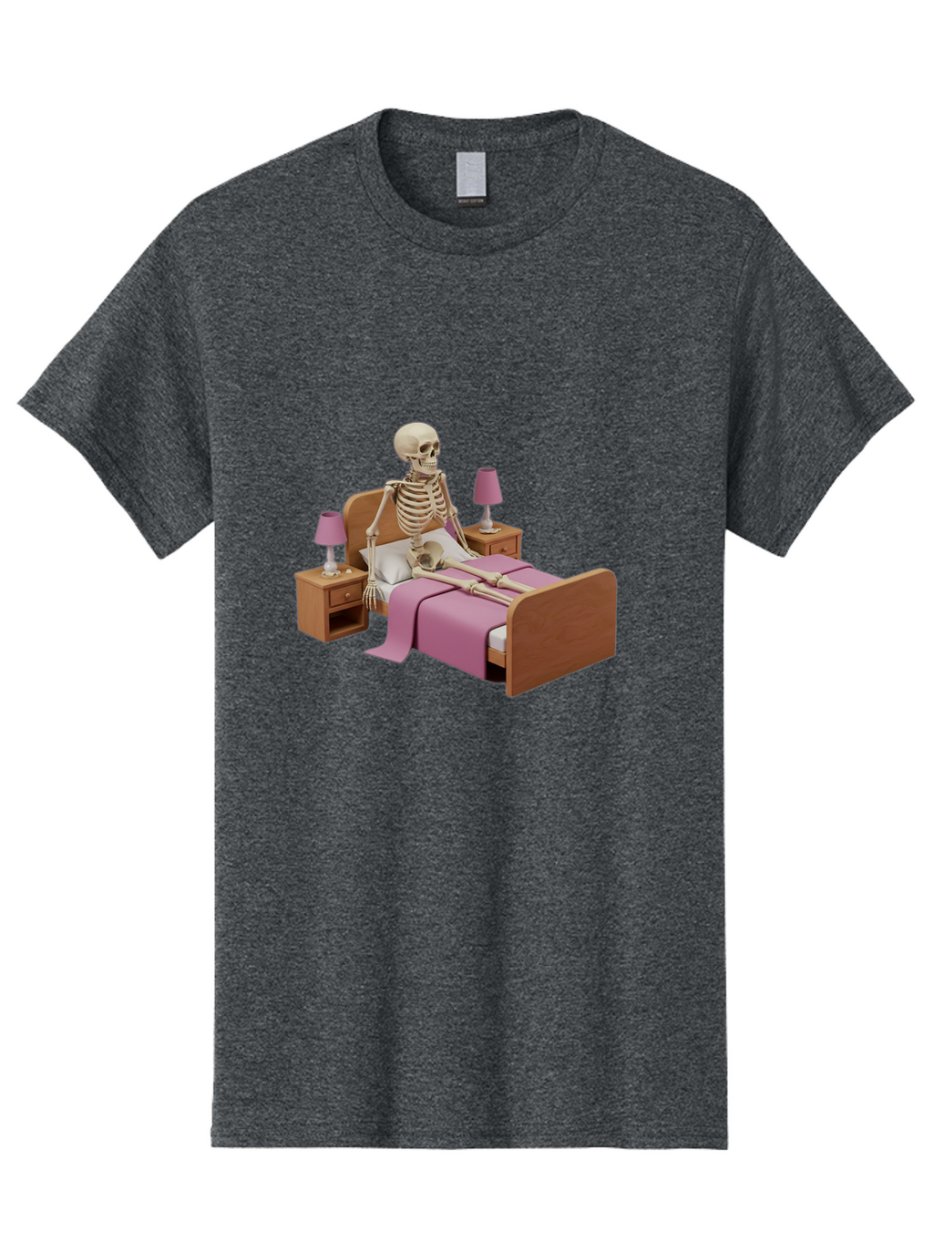 Skeleton-In-Bed-1 Men'S Graphic Tee, 100% Cotton, Comfortable Casual Summer Wear, Machine Washable, Vintage Camera, Old Camera, Antique Camera, Black Camera, Classic Photography, Photography Equipment, Nostalgic Device, Film Camera, Camera Art Bal319