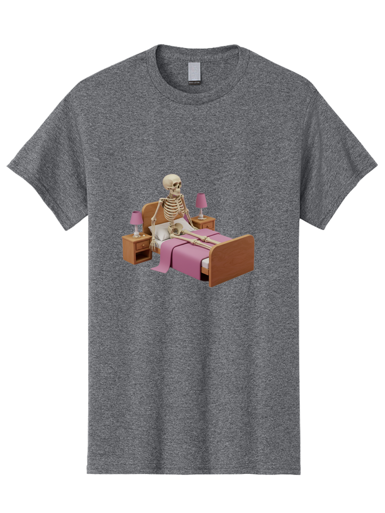 Skeleton-In-Bed-1 Men'S Graphic Tee, 100% Cotton, Comfortable Casual Summer Wear, Machine Washable, Vintage Camera, Old Camera, Antique Camera, Black Camera, Classic Photography, Photography Equipment, Nostalgic Device, Film Camera, Camera Art Bal319