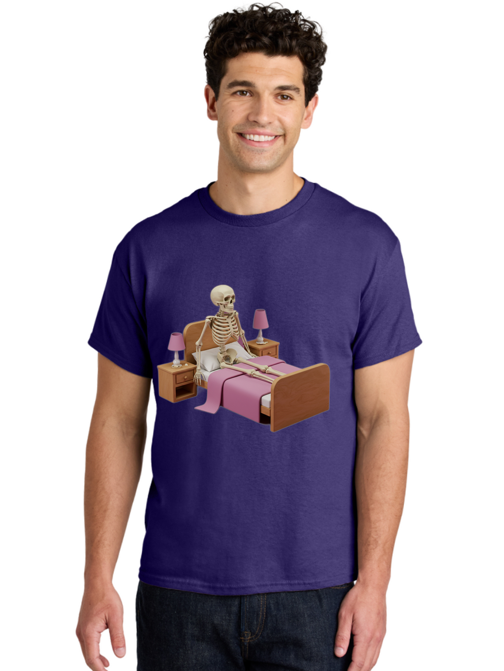 Skeleton-In-Bed-1 Men'S Graphic Tee, 100% Cotton, Comfortable Casual Summer Wear, Machine Washable, Vintage Camera, Old Camera, Antique Camera, Black Camera, Classic Photography, Photography Equipment, Nostalgic Device, Film Camera, Camera Art Bal319