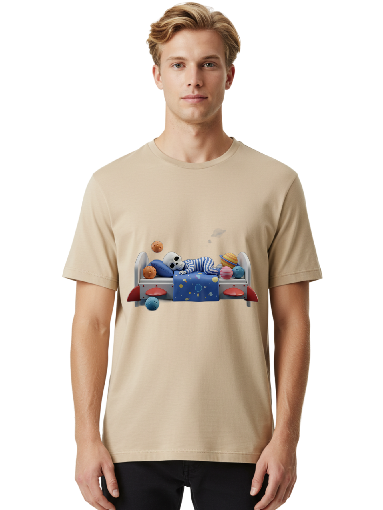 Skeleton-In-Bed Men'S Graphic Tee, 100% Cotton, Comfortable Casual Summer Wear, Machine Washable, Vintage Camera, Old Camera, Antique Camera, Black Camera, Classic Photography, Photography Equipment, Nostalgic Device, Film Camera, Camera Art Bal320