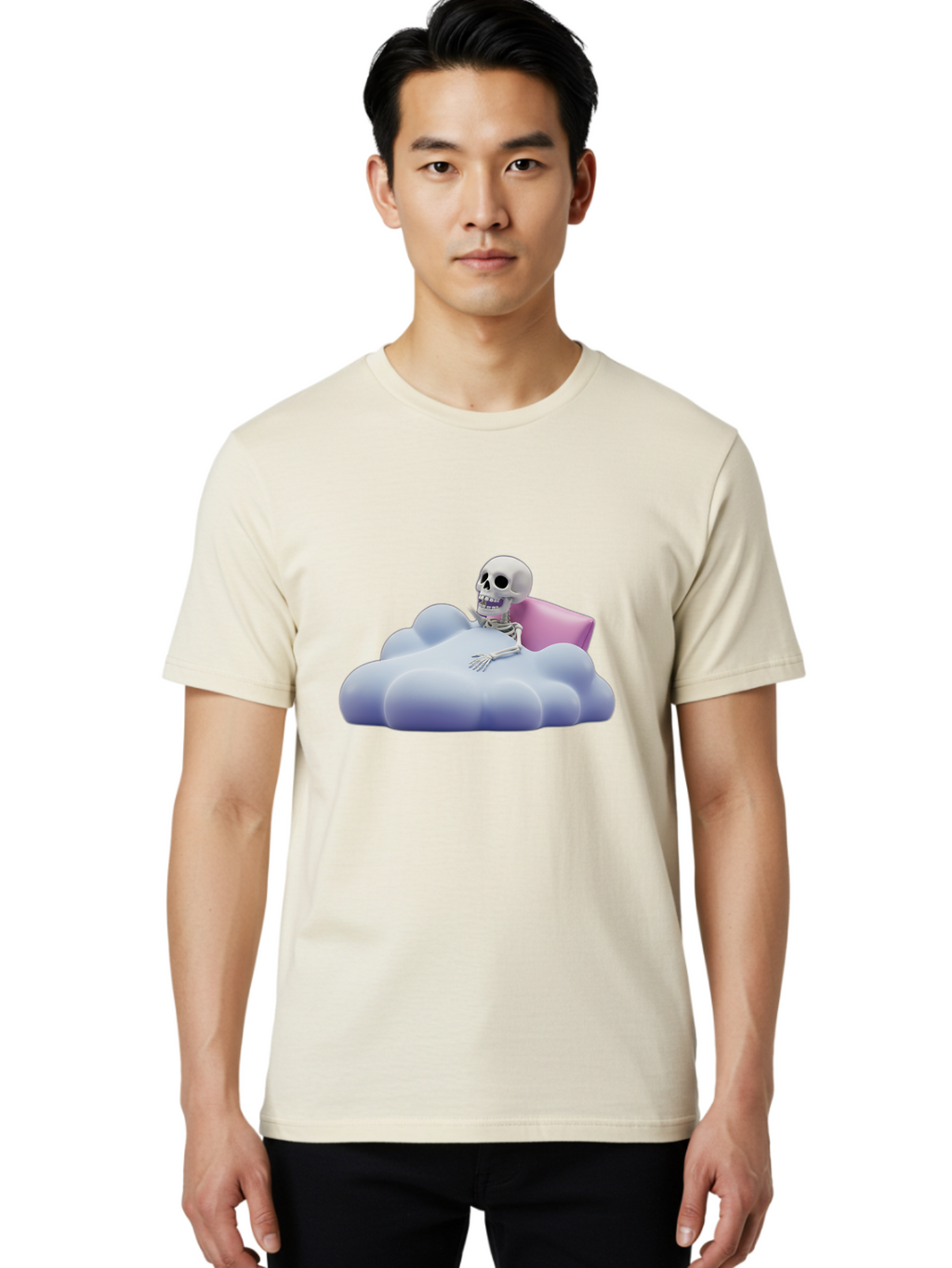 Skeleton-On-Cloud Men'S Graphic Tee, 100% Cotton, Comfortable Casual Summer Wear, Machine Washable, Vintage Camera, Old Camera, Antique Camera, Black Camera, Classic Photography, Photography Equipment, Nostalgic Device, Film Camera, Camera Art Bal321