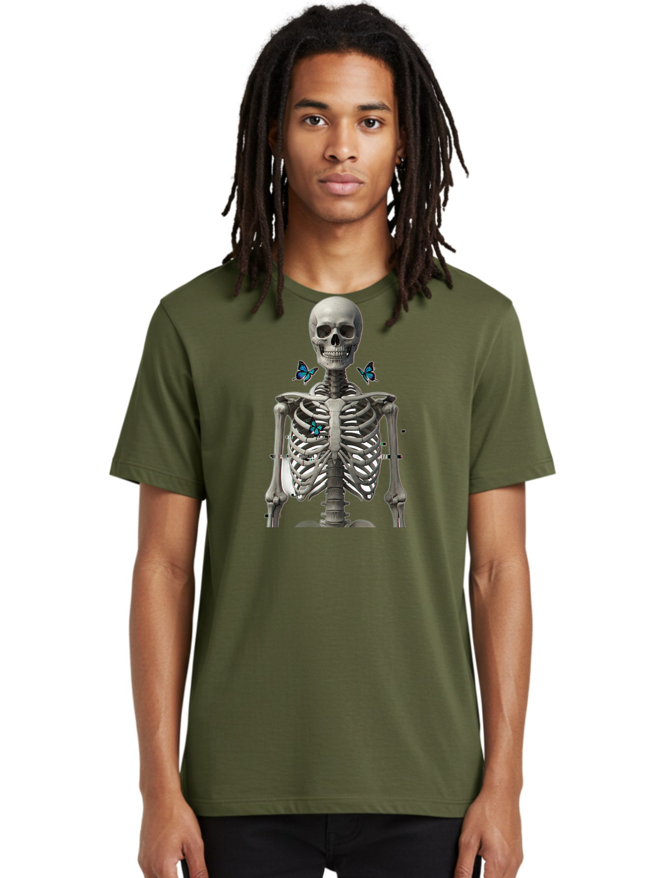 Skeleton-With-Butterflies Men'S Graphic Tee, 100% Cotton, Comfortable Casual Summer Wear, Machine Washable, Vintage Camera, Old Camera, Antique Camera, Black Camera, Classic Photography, Photography Equipment, Nostalgic Device, Film Camera, Bal323
