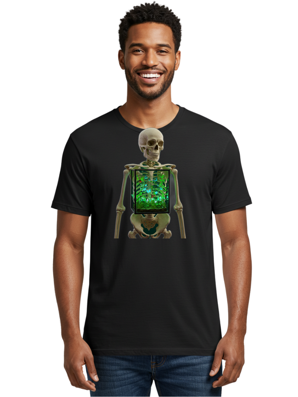 Skeleton-With-Ecosystem Men'S Graphic Tee, 100% Cotton, Comfortable Casual Summer Wear, Machine Washable, Vintage Camera, Old Camera, Antique Camera, Black Camera, Classic Photography, Photography Equipment, Nostalgic Device, Film Camera, Bal324