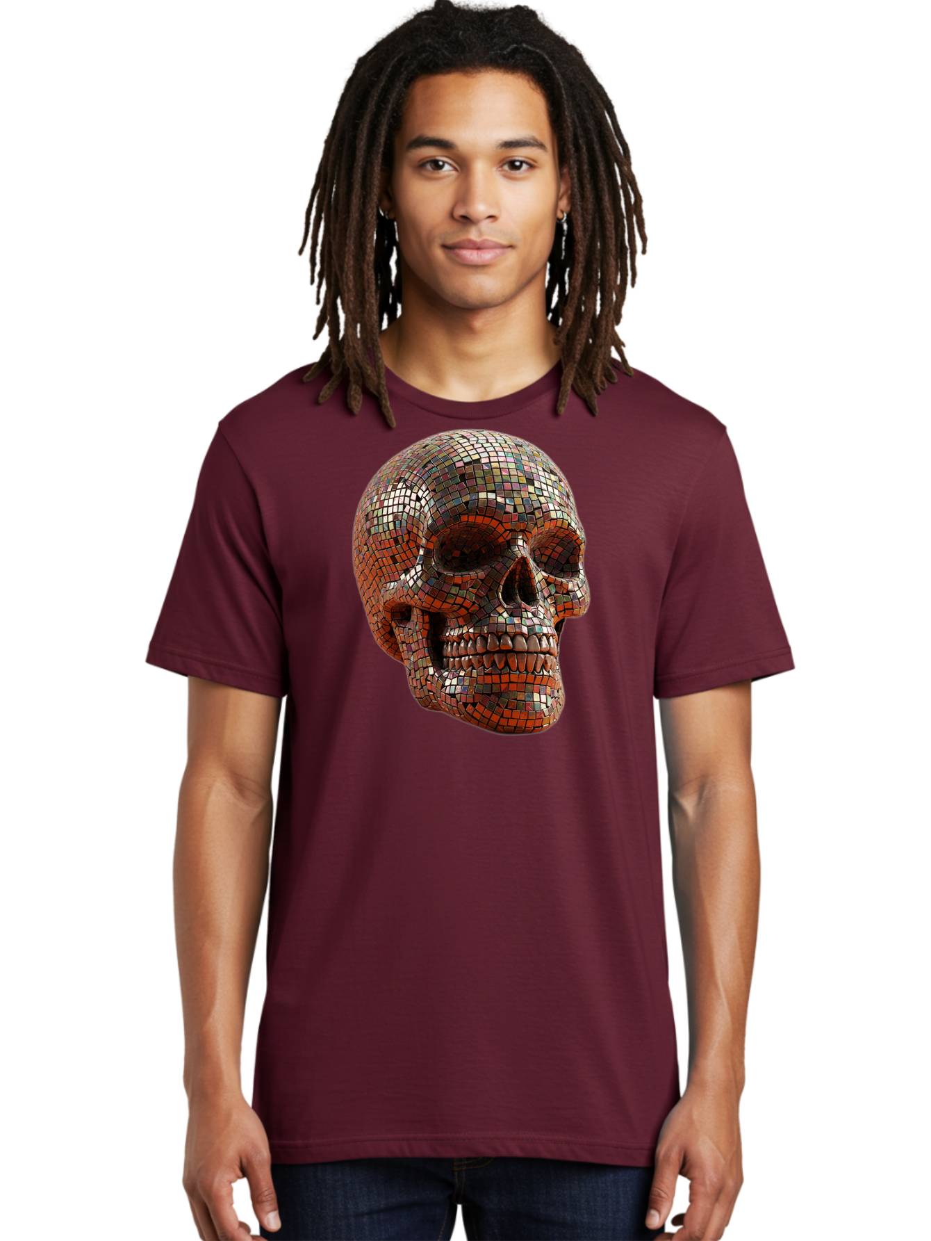 Skull-Mosaic Men'S Graphic Tee, 100% Cotton, Comfortable Casual Summer Wear, Machine Washable, Vintage Camera, Old Camera, Antique Camera, Black Camera, Classic Photography, Photography Equipment, Nostalgic Device, Film Camera, Camera Art Bal326