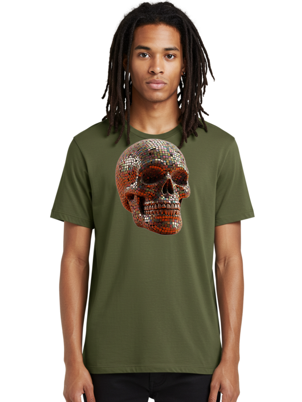 Skull-Mosaic Men'S Graphic Tee, 100% Cotton, Comfortable Casual Summer Wear, Machine Washable, Vintage Camera, Old Camera, Antique Camera, Black Camera, Classic Photography, Photography Equipment, Nostalgic Device, Film Camera, Camera Art Bal326