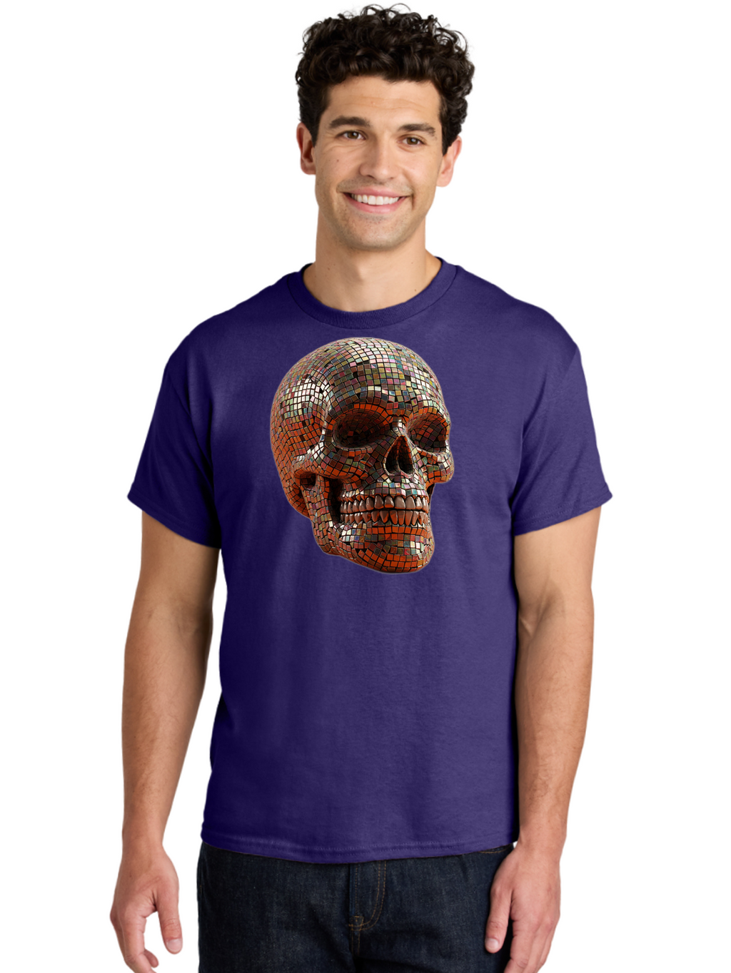 Skull-Mosaic Men'S Graphic Tee, 100% Cotton, Comfortable Casual Summer Wear, Machine Washable, Vintage Camera, Old Camera, Antique Camera, Black Camera, Classic Photography, Photography Equipment, Nostalgic Device, Film Camera, Camera Art Bal326