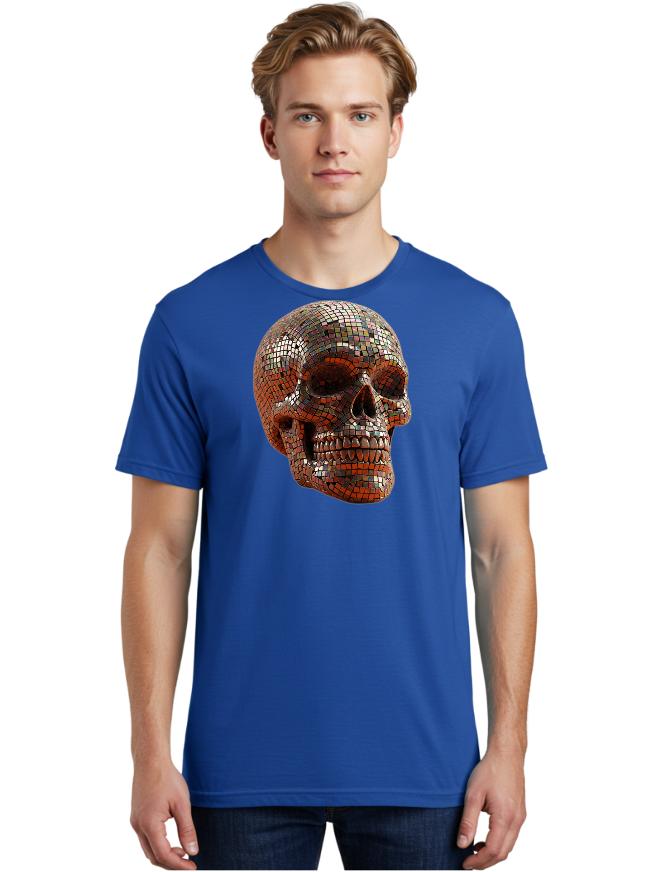 Skull-Mosaic Men'S Graphic Tee, 100% Cotton, Comfortable Casual Summer Wear, Machine Washable, Vintage Camera, Old Camera, Antique Camera, Black Camera, Classic Photography, Photography Equipment, Nostalgic Device, Film Camera, Camera Art Bal326