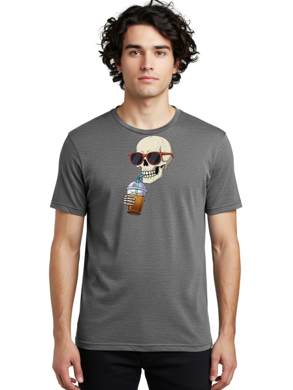 Skull-With-Sunglasses-Drinking Men'S Graphic Tee, 100% Cotton, Comfortable Casual Summer Wear, Machine Washable, Vintage Camera, Old Camera, Antique Camera, Black Camera, Classic Photography, Photography Equipment, Nostalgic Device, Bal327