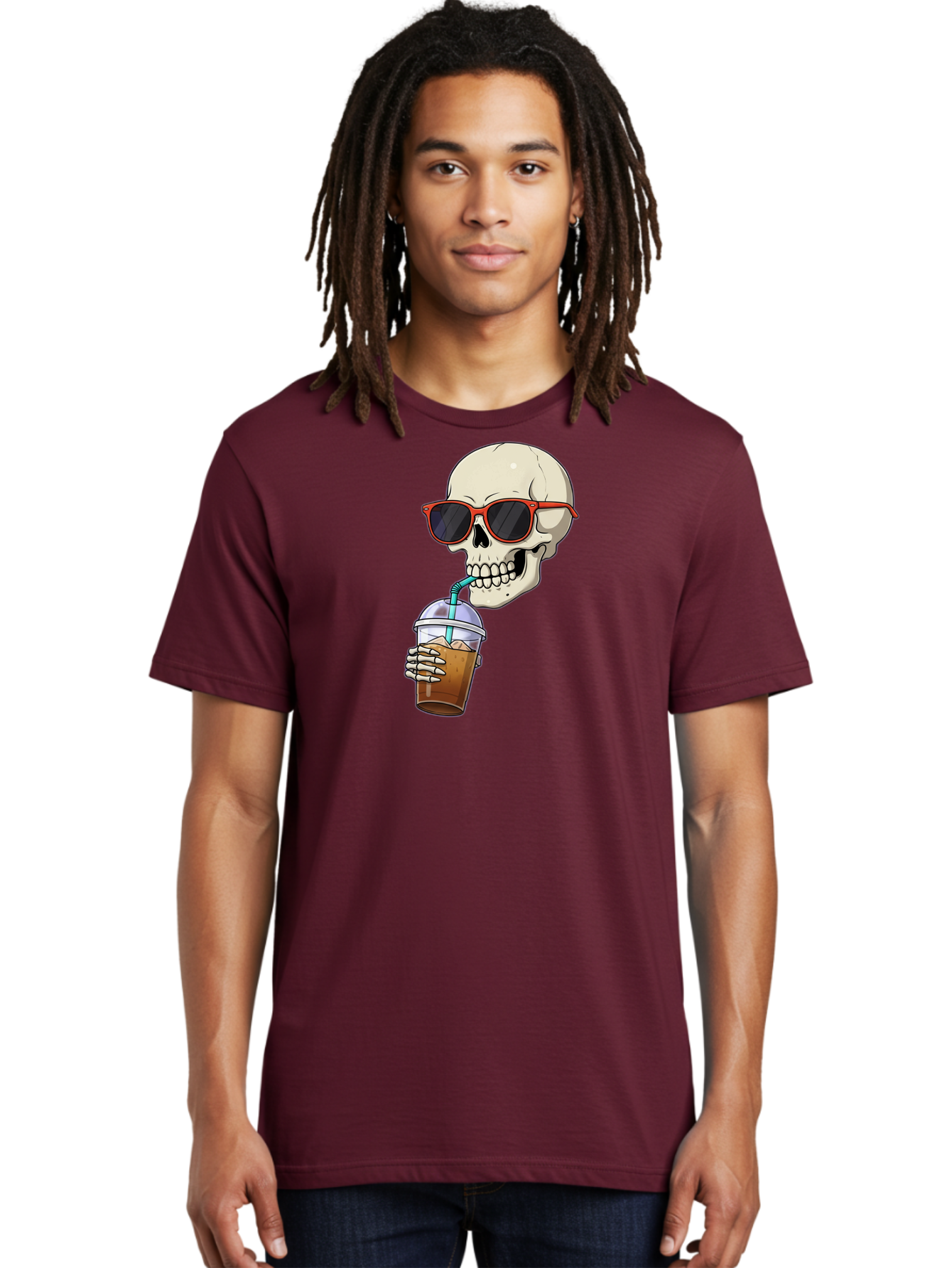 Skull-With-Sunglasses-Drinking Men'S Graphic Tee, 100% Cotton, Comfortable Casual Summer Wear, Machine Washable, Vintage Camera, Old Camera, Antique Camera, Black Camera, Classic Photography, Photography Equipment, Nostalgic Device, Bal327