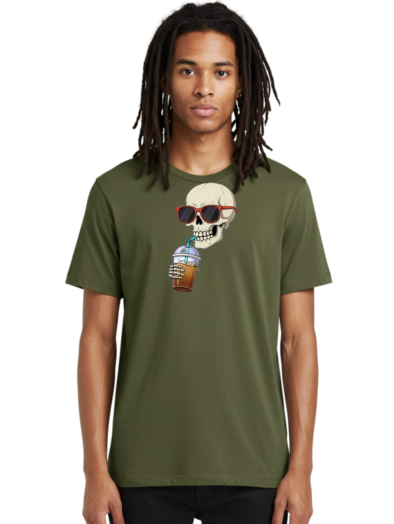 Skull-With-Sunglasses-Drinking Men'S Graphic Tee, 100% Cotton, Comfortable Casual Summer Wear, Machine Washable, Vintage Camera, Old Camera, Antique Camera, Black Camera, Classic Photography, Photography Equipment, Nostalgic Device, Bal327
