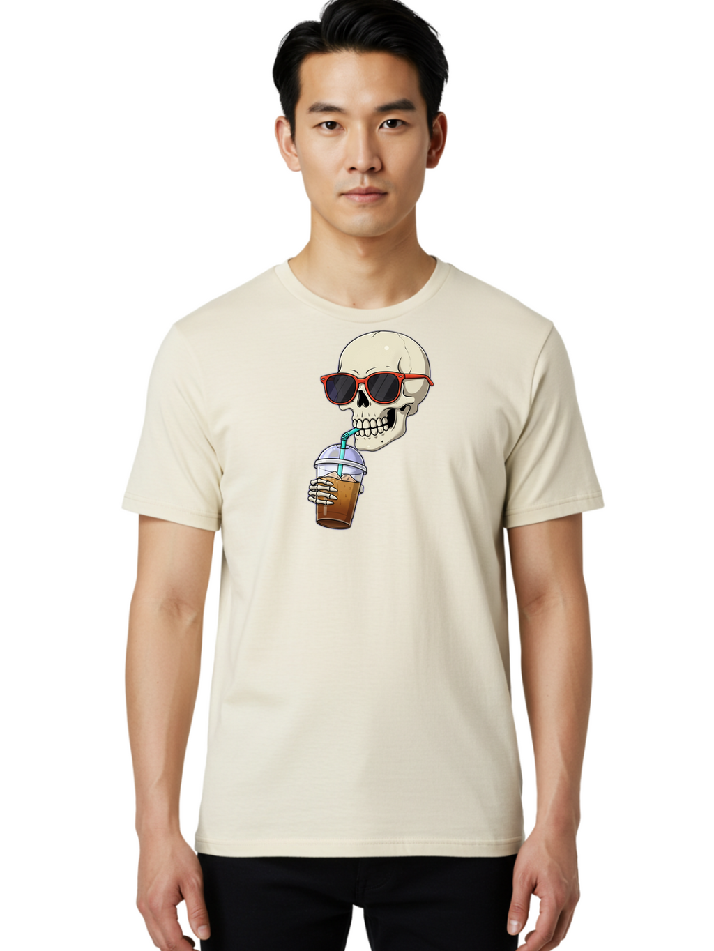 Skull-With-Sunglasses-Drinking Men'S Graphic Tee, 100% Cotton, Comfortable Casual Summer Wear, Machine Washable, Vintage Camera, Old Camera, Antique Camera, Black Camera, Classic Photography, Photography Equipment, Nostalgic Device, Bal327