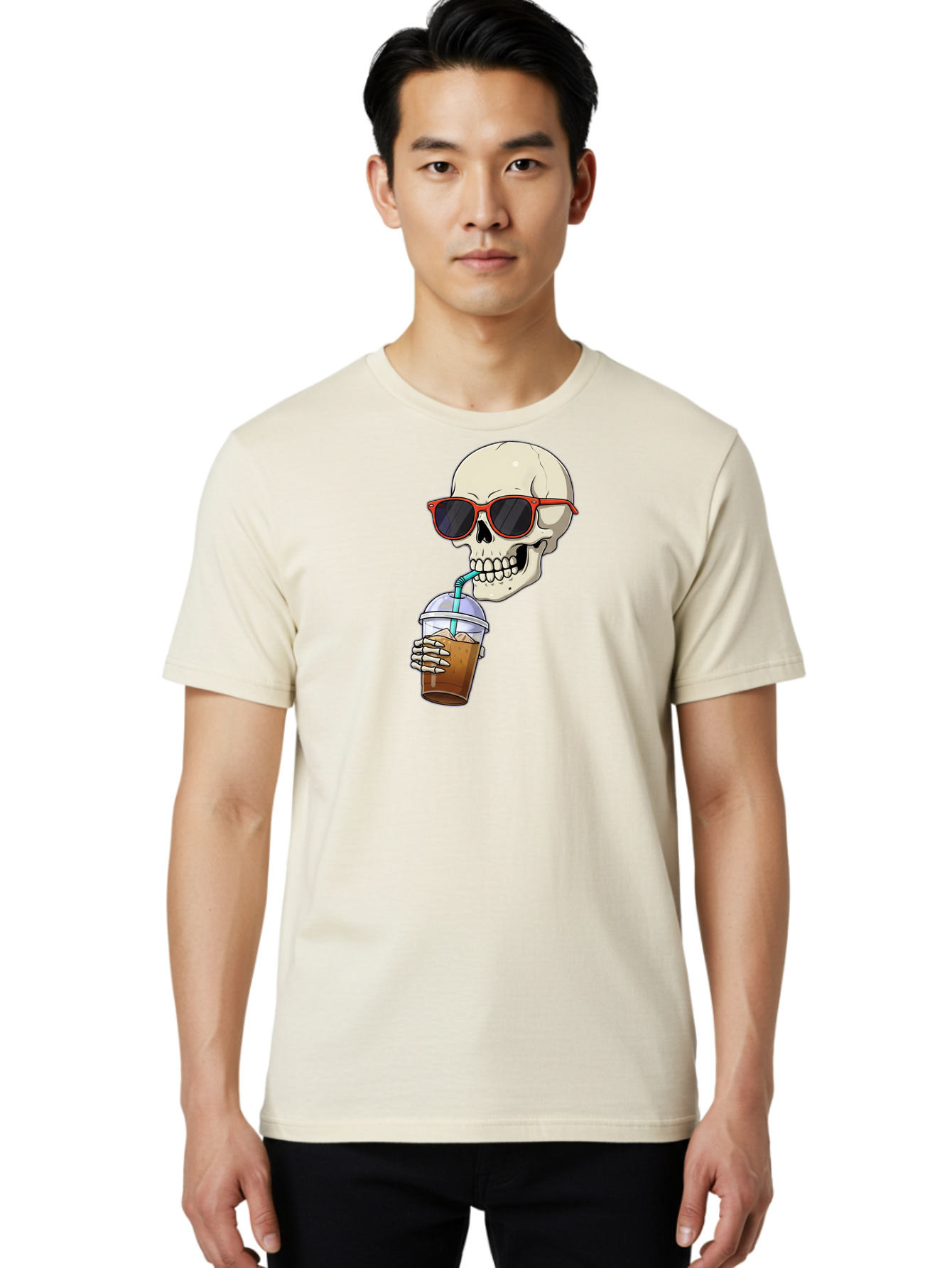 Skull-With-Sunglasses-Drinking Men'S Graphic Tee, 100% Cotton, Comfortable Casual Summer Wear, Machine Washable, Vintage Camera, Old Camera, Antique Camera, Black Camera, Classic Photography, Photography Equipment, Nostalgic Device, Bal327