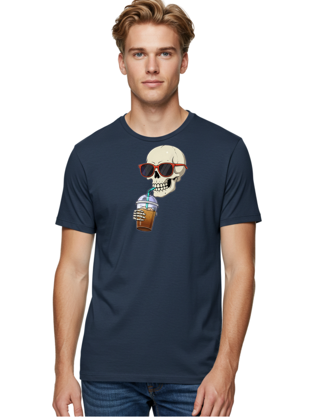 Skull-With-Sunglasses-Drinking Men'S Graphic Tee, 100% Cotton, Comfortable Casual Summer Wear, Machine Washable, Vintage Camera, Old Camera, Antique Camera, Black Camera, Classic Photography, Photography Equipment, Nostalgic Device, Bal327