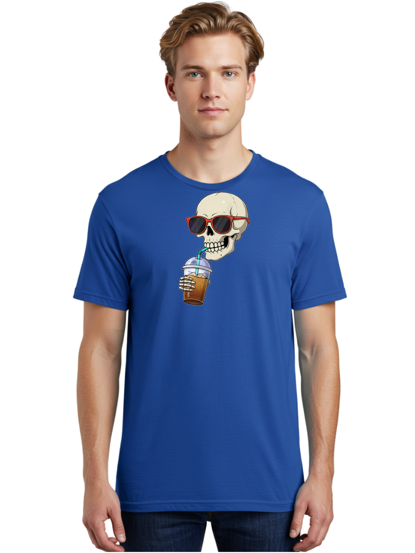 Skull-With-Sunglasses-Drinking Men'S Graphic Tee, 100% Cotton, Comfortable Casual Summer Wear, Machine Washable, Vintage Camera, Old Camera, Antique Camera, Black Camera, Classic Photography, Photography Equipment, Nostalgic Device, Bal327