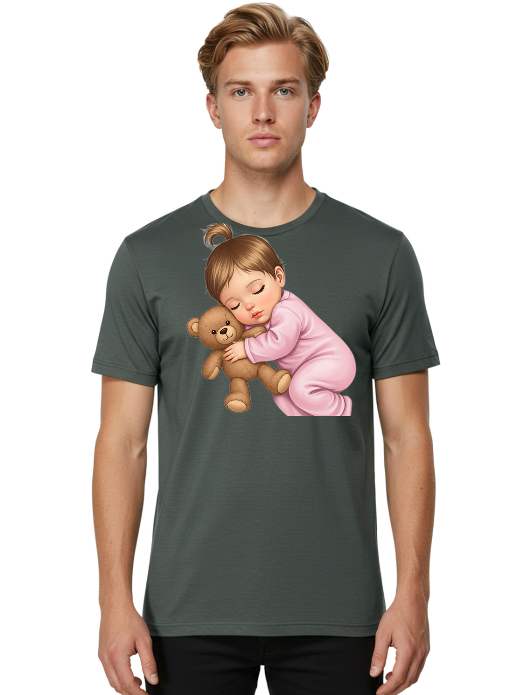 Sleeping-Baby-With-Teddy Men'S Graphic Tee, 100% Cotton, Comfortable Casual Summer Wear, Machine Washable, Vintage Camera, Old Camera, Antique Camera, Black Camera, Classic Photography, Photography Equipment, Nostalgic Device, Film Camera, Bal331