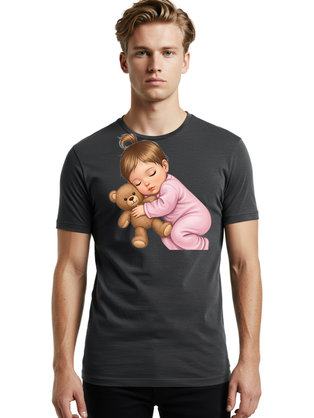 Sleeping-Baby-With-Teddy Men'S Graphic Tee, 100% Cotton, Comfortable Casual Summer Wear, Machine Washable, Vintage Camera, Old Camera, Antique Camera, Black Camera, Classic Photography, Photography Equipment, Nostalgic Device, Film Camera, Bal331