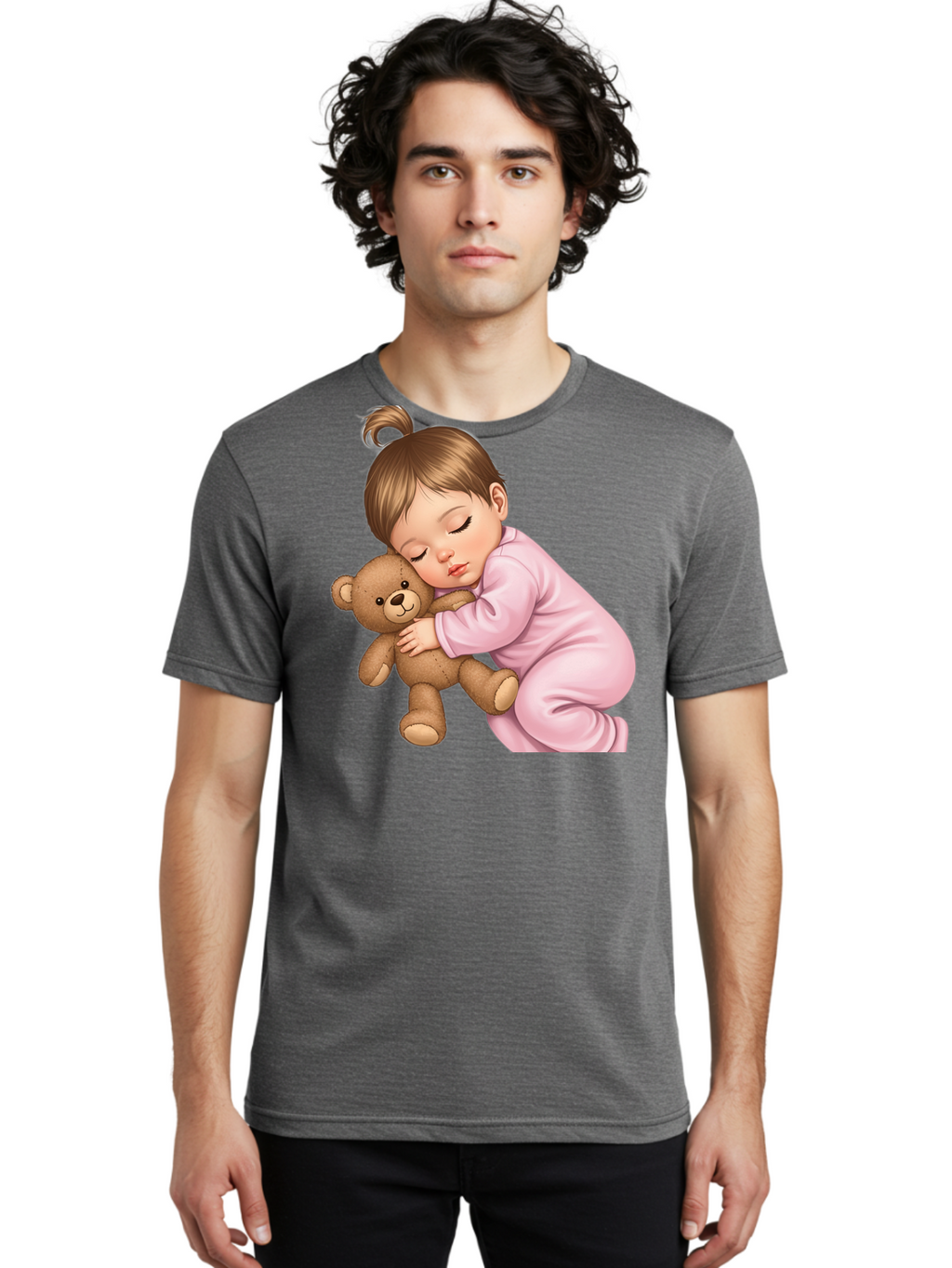 Sleeping-Baby-With-Teddy Men'S Graphic Tee, 100% Cotton, Comfortable Casual Summer Wear, Machine Washable, Vintage Camera, Old Camera, Antique Camera, Black Camera, Classic Photography, Photography Equipment, Nostalgic Device, Film Camera, Bal331