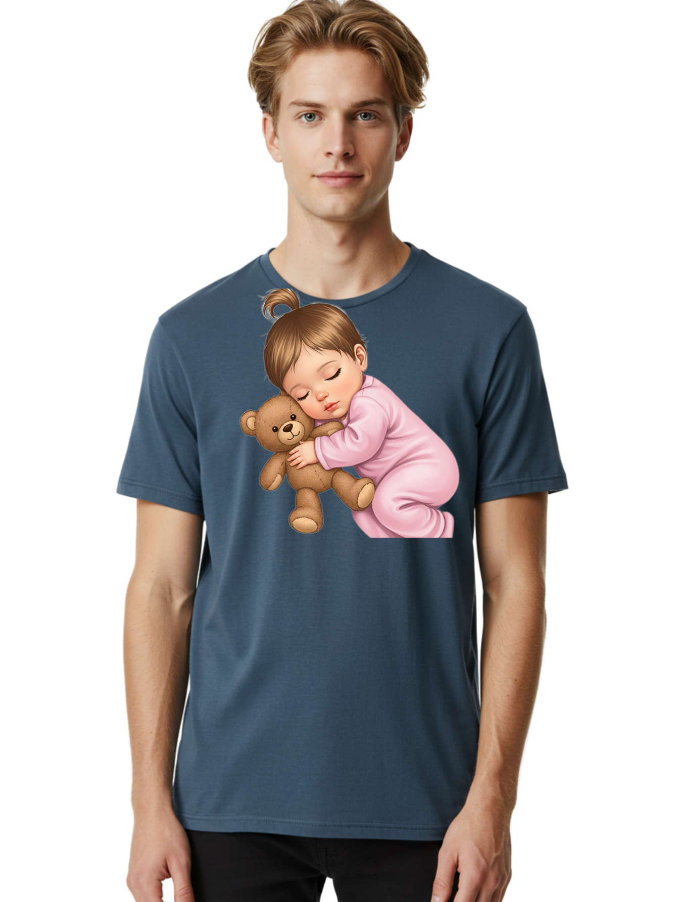 Sleeping-Baby-With-Teddy Men'S Graphic Tee, 100% Cotton, Comfortable Casual Summer Wear, Machine Washable, Vintage Camera, Old Camera, Antique Camera, Black Camera, Classic Photography, Photography Equipment, Nostalgic Device, Film Camera, Bal331