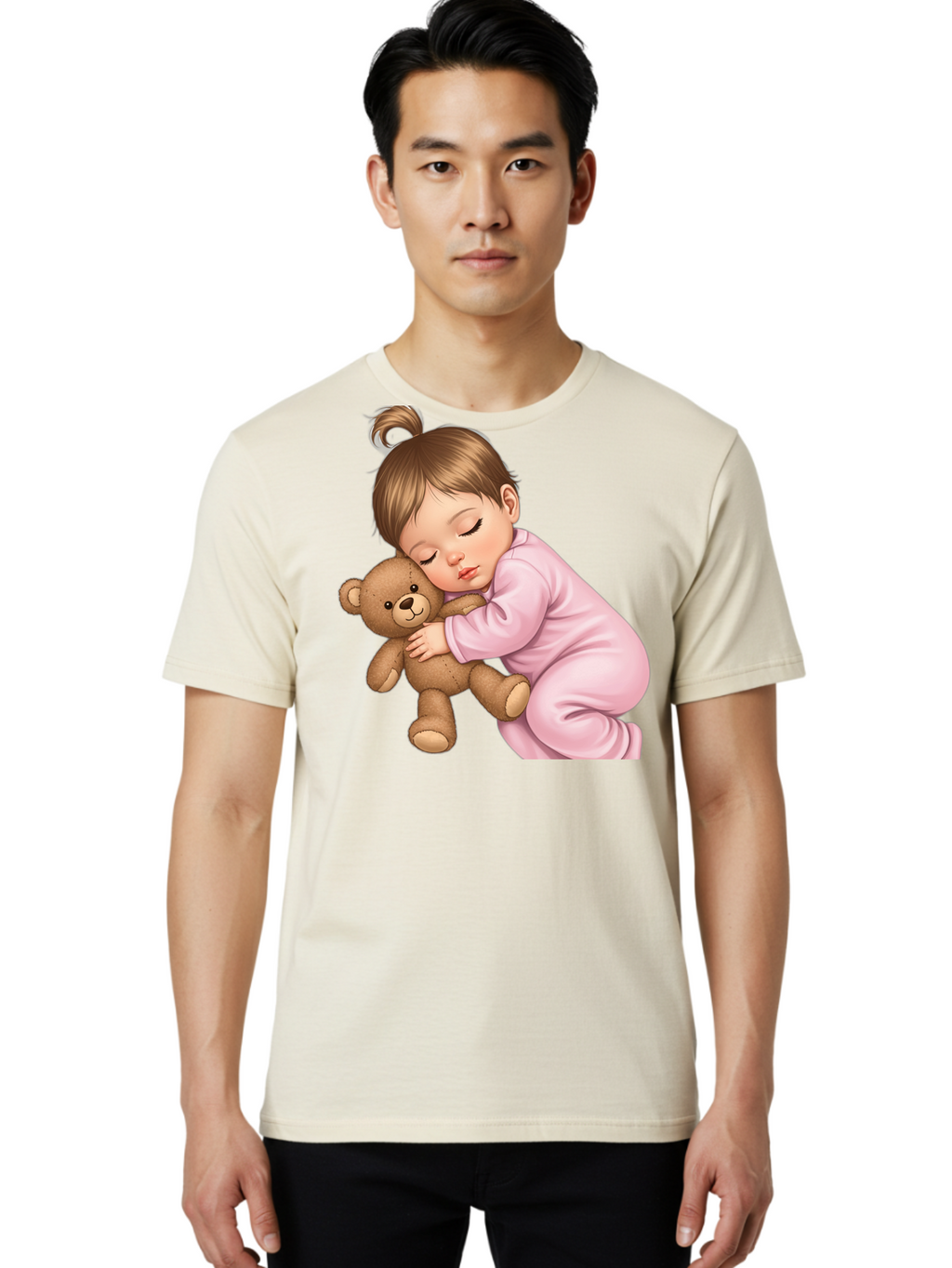 Sleeping-Baby-With-Teddy Men'S Graphic Tee, 100% Cotton, Comfortable Casual Summer Wear, Machine Washable, Vintage Camera, Old Camera, Antique Camera, Black Camera, Classic Photography, Photography Equipment, Nostalgic Device, Film Camera, Bal331