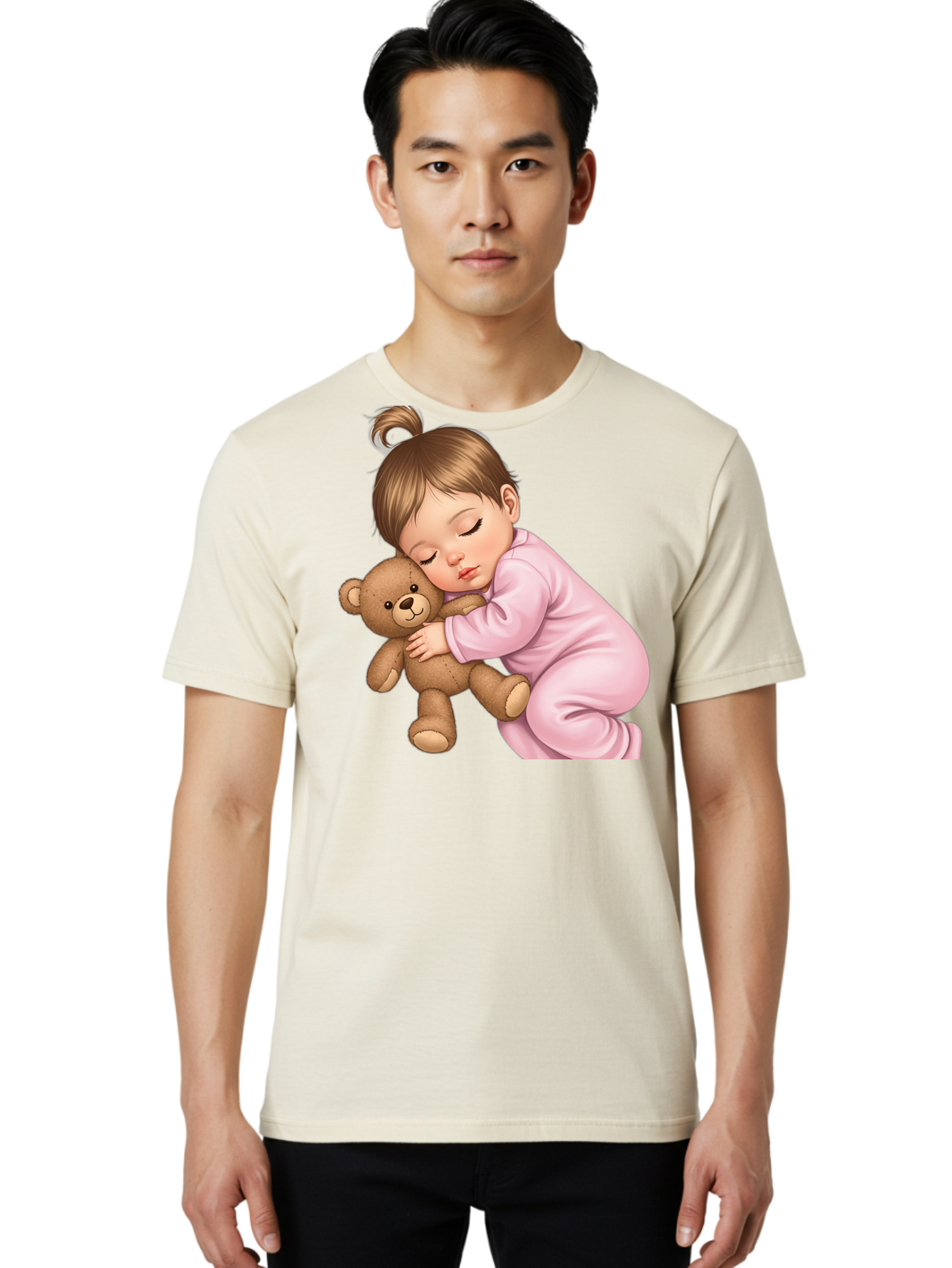 Sleeping-Baby-With-Teddy Men'S Graphic Tee, 100% Cotton, Comfortable Casual Summer Wear, Machine Washable, Vintage Camera, Old Camera, Antique Camera, Black Camera, Classic Photography, Photography Equipment, Nostalgic Device, Film Camera, Bal331