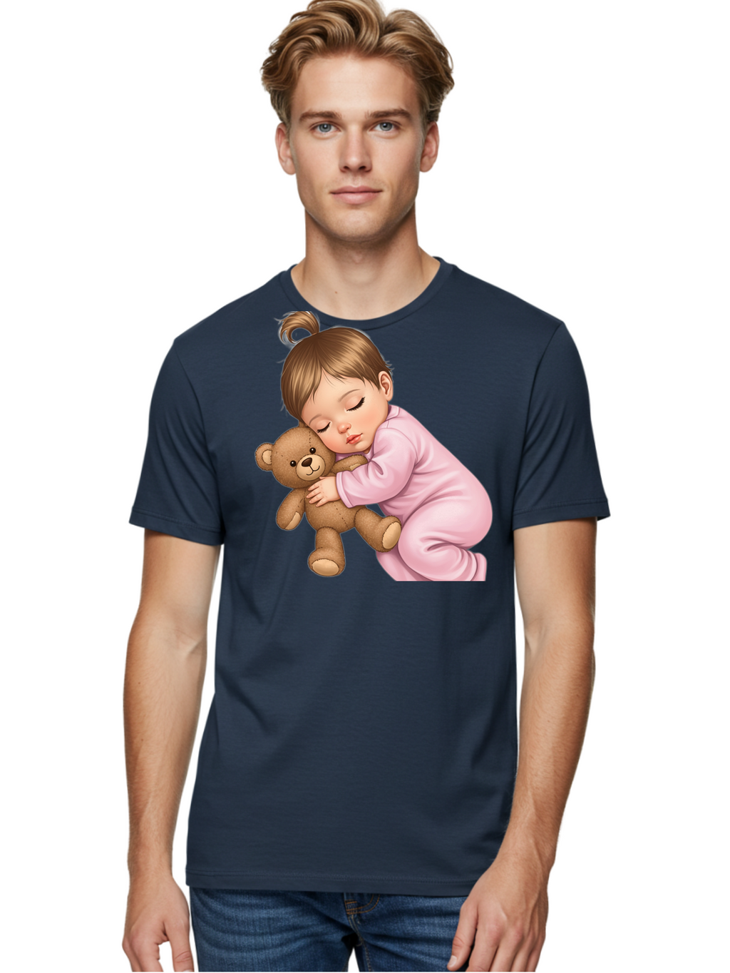 Sleeping-Baby-With-Teddy Men'S Graphic Tee, 100% Cotton, Comfortable Casual Summer Wear, Machine Washable, Vintage Camera, Old Camera, Antique Camera, Black Camera, Classic Photography, Photography Equipment, Nostalgic Device, Film Camera, Bal331